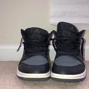 Air Jordan 1 Mid in Black, Dark Grey & White